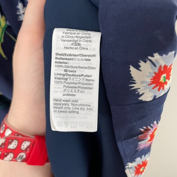 Madewell Silk Floral Button-Front Tie-Sleeve Retro Dress Size 6 - Picture 5 of 7